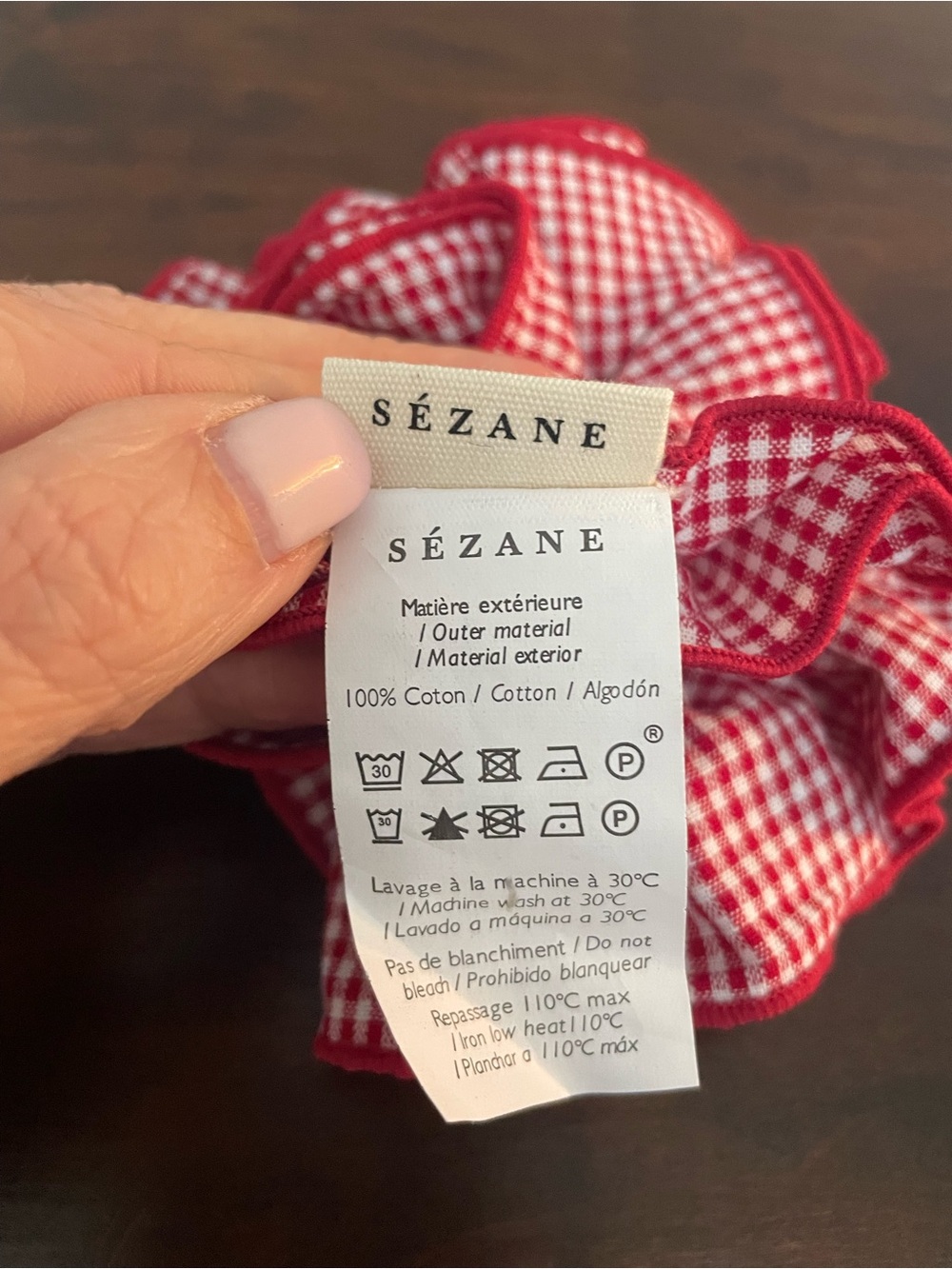Sézane Gingham Scrunchie, Red, NWT - Picture 2 of 2